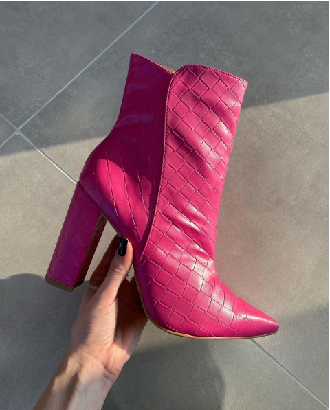 Bota Olívia Napa Maxi Trançado Rosa Shock