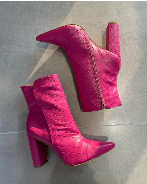 Bota Olívia Napa Maxi Trançado Rosa Shock